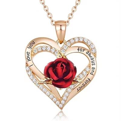 China High-grade exquisite fashion couples love rose elegant necklace ladies jewelry accessories wedding banquet wedding Valentine's Day gift for sale