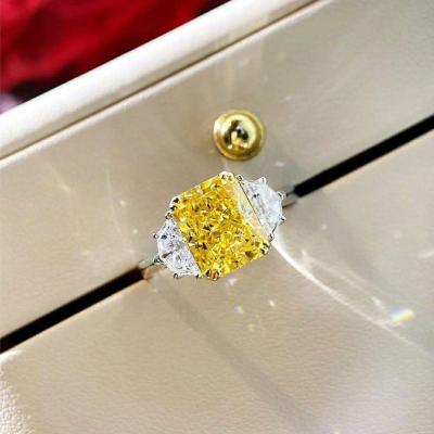 China Western style 925 diamond 4 carat rectangular high carbon gold diamond high definition imported diamond colored luxury diamo for sale