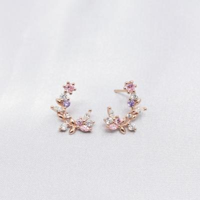 China High End Vintage Girl's Heart Flower 925 Sterling Silver Stud Earrings Fashion Earrings Accessories for sale