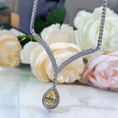 China CLASSIC Silver Women Water Drop Austrian Crystal Pendants Necklace Earrings Jewelry For Wedding Engagement Gift for sale