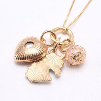 China 2022 TRENDY Children Unicorn Box Chain Kids Necklace Enamel Rainbow Cartoon Pendant for sale