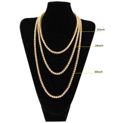 China Wholesale Black Hiphop Jewelry Low MOQ Hip Hop Jewelry NN03 Men's Necklace Gold Plated New Style Tennis Chain Rhinestone Tennis Necklace By Gold for sale