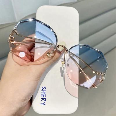 China Trend of 2021 net red female transparent high quality sun shades ocean gradient tea borderless setting new pink for sale