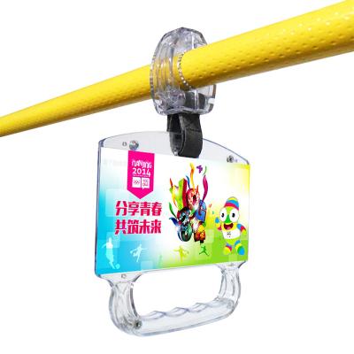 China Standard Export Carton 17X9cm Size Subway Grab Advertising Transparent Plastic Handle for sale