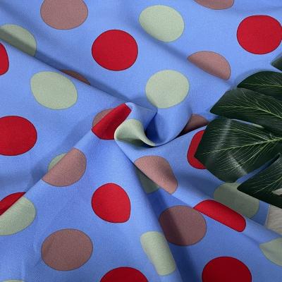 China Stretch 2021 Summer New Arrival Elastic 150CM Stretch 190GSM 4 Way Polka Dots Printed Fabric For Shirt Dress Garment for sale