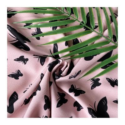 China Pure new fashion arrived stripe and circle 100% polyester butterfly printed fabric for making dress for sale