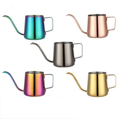 China Viable Colors Plating Gooseneck Kettle Stainless Steel Drip Coffee Pot Spout Kettle Mug for sale