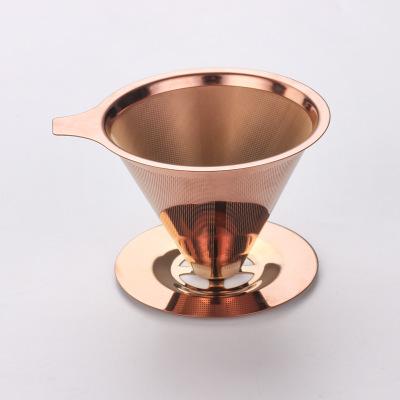 China Sustainable 304 Stainless Steel Rose Gold Filter Flow Device Holder Cone Filter Holder for sale