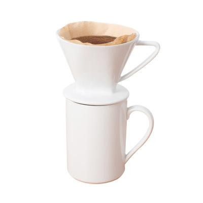 China Sustainable Ceramic Coffee Dripper Set Coffee Brewer Filter With Coffee Cup for sale