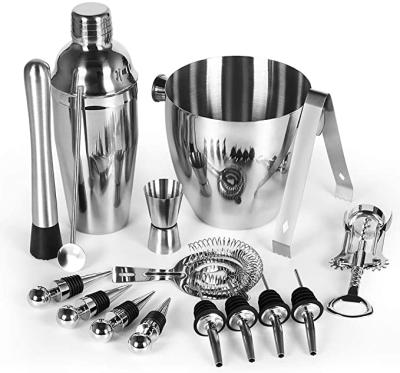 China Viable Bartender 16 Piece Cocktail Shaker Bar Set Stainless Steel Kit for Home and Bar for sale