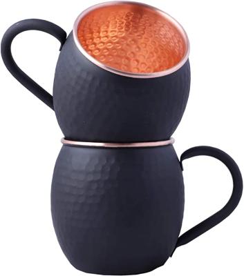 China Matte Moscow Mule Copper Cups and CREATIVE Black Mugs with Rose Gold Copper Rims for sale