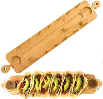 China Modern Eco Friendly Bamboo Food Tray Plates Taco Stand Holder for sale