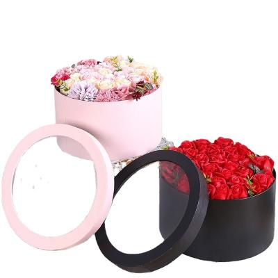 China Recyclable Valentine Gift Paper With Window Rose Flower Boxes Luxury Florist Bouquet Packaging Box for sale