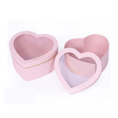 China Recyclable Heart Box Set Heart Clear Gift Box Transparent Window Lid Flower Box for sale