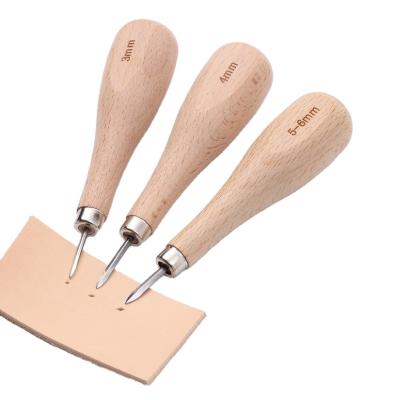 China China factory wholesale wooden handle+steel head for craft awl diy leather sewing tool for sale