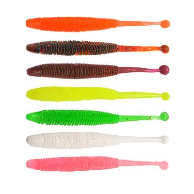 China 6cm 0.6g 20pcs/bag Realistic Soft Artificial Worm Baits Wobblers Silicone Worm Fishing Building Making Lures for sale