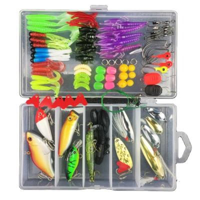 China 88pcs PP Artificial Groundbait VIB/Minnow/Spoon Hard Soft Lure Accessories Mix Fishing Lure Set for sale