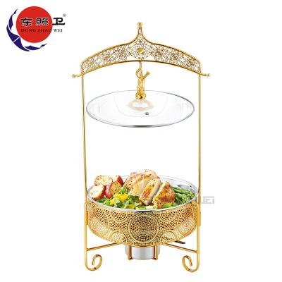 China New Arrival Eco-Friendly Chafing Dish With Lid Holder Food Warmer Stainless Steel 4L Chafing Dish Glass Gold Set for sale