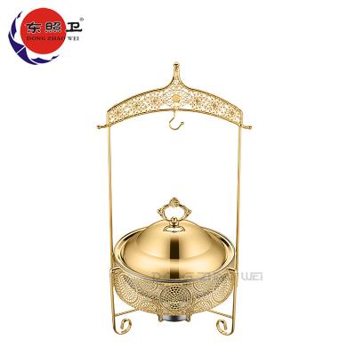 China New Arrival Eco-friendly Hotel Stainless Steel Hot Pot Chafing Dish With Lid Holder 6L Royal Gold Chafing Dish for sale