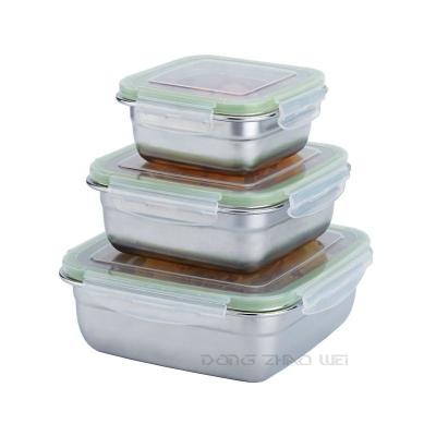 China Eco-Friendly Reusable Freshness Preservation Stainless Steel Food Bowl For Kids Outdoor Storage Box Sets 1200ml for sale