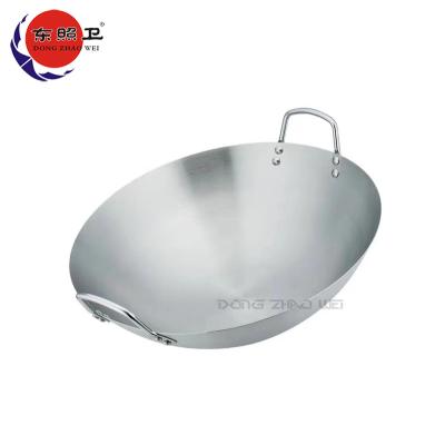 China High Quality Traditional Gas Cooker Cookware Wok Round Cast Iron Cover Metal 201 Stainless Steel Chinese Wok for sale