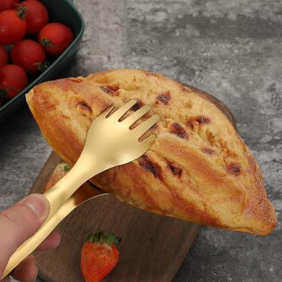 China CLASSIC Hotel OEM Metal Tongs 8 Inch Bread Clip 304 Stainless Steel Gold Food Clip for sale