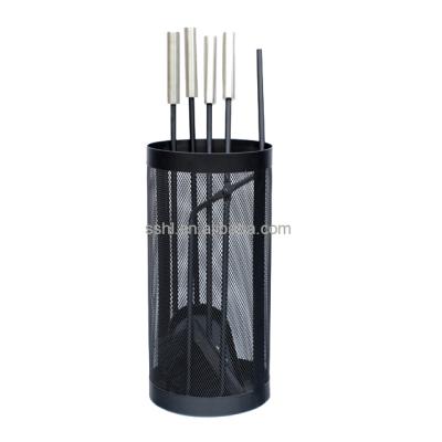 China The Black Indoor Large Metal Fireplace Accessories Fireplace Tool Kits Poker Log Firewood Tongs Holder Tool Kit for sale