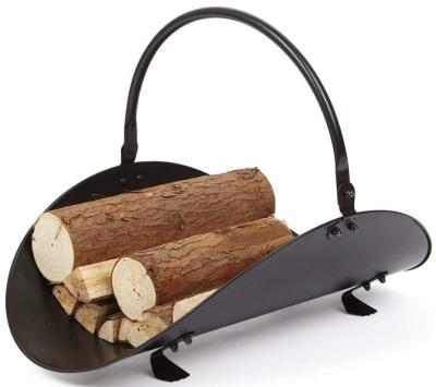 China Indoor Black Fireplace Home Metal Fireplace Log Rack, Firewood Basket, Large Fireplace Wood Cradle for sale