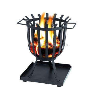 China Outdoor Round Steel Wood Stored Factory Fire Basket Firepit With Ash Tray for sale