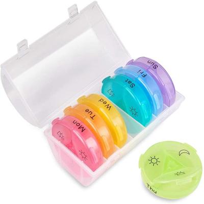 중국 Newest Hot Selling Three Times A Day Pill Organizer Colorful 7 Day Pill Packing Box For Outdoor Daily Use 판매용