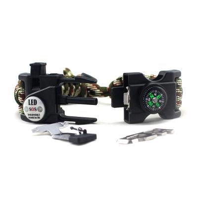 중국 Water Proof 20 in 1 Adjustable Emergency Sports Wristband Gear Kit Survival Wristband Multi-Tool for Outdoor 판매용