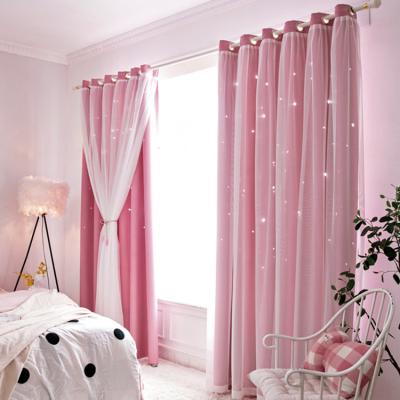 China Blackout New Design House Star Hollowed Luxury Window Curtains for sale