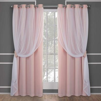 China Popular blackout grommet upper bedroom set blackout window curtains with sheer curtain for sale