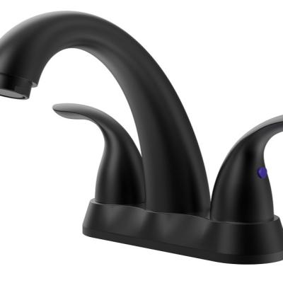 China 2-Handle 4-Inch Matte Black Bathroom Faucet, Bathroom Vanity Sink Faucets With Auto Drain And Supply Hoses for sale