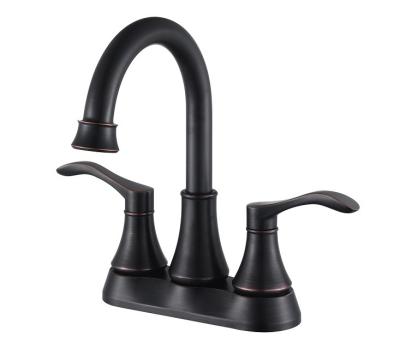 China Sink Faucet 2-Handle 4-Inch Oil Rubbed Bronze Bathroom Faucet, Bathroom Vanity Sink Faucets With Auto Drain And Supply Pipes for sale