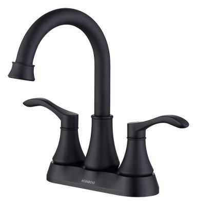 China 2-Handle 4-Inch Matte Black Bathroom Faucet, Bathroom Vanity Sink Faucets With Auto Drain And Supply Hoses for sale