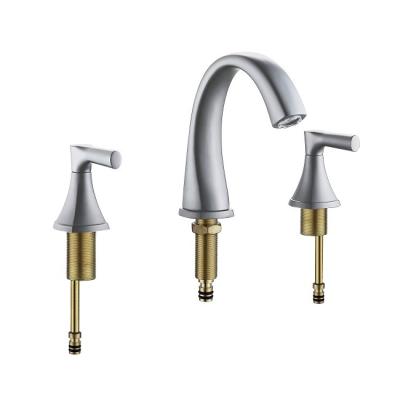 China 8 Inch Brushed Nickel Sink Faucet Two Handles Widespread Bathroom Faucet , Bathroom Vanity Sink Faucets With Auto Drain And Supply Pipes for sale