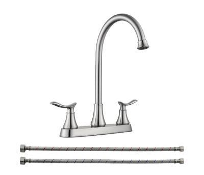 China Widespread 8 Inch Brushed Sink Faucet Two Handles Nickel Kitchen Sink Faucet, Stainless Steel High Arc Kitchen Sink Faucet, for sale