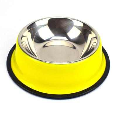 China Best Price Padded High Quality Stainless Steel Dog Bowl Without Puddle Non-Slip Silicone Mat Dog Travel Bowl for sale