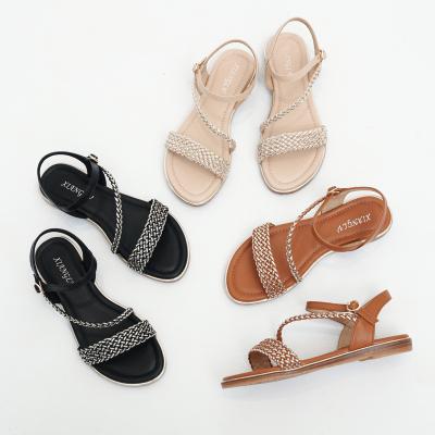 China BS170 Fashion Sandals Women'S European And American Rhinestone Cross Strap Back Zipper Wedge Heel Mid-Heel Women'S Shoes for sale