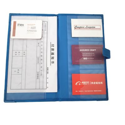 China OEM ODM Accept Blue Leather PU Car Insurance Card Documents Organizer Holder Vehicle Car Record Holder for sale