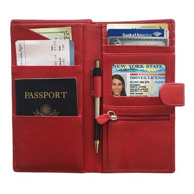 China GENUINE LEATHER Customize Leather Document Organizer Clutch Travel Wallet Sets Passport Holder For Women for sale