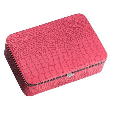 China Fashion Luxury Crocodile Travel Ornaments Packaging Box Trinket Box Portable Faux Leather Jewelry For Present for sale