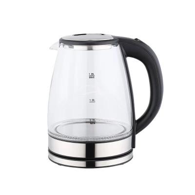 China 360 Base 1.8L 1800W Degree Kitchen Glass Transparent Electric Kettle Rotation Electric Water Kettle for sale