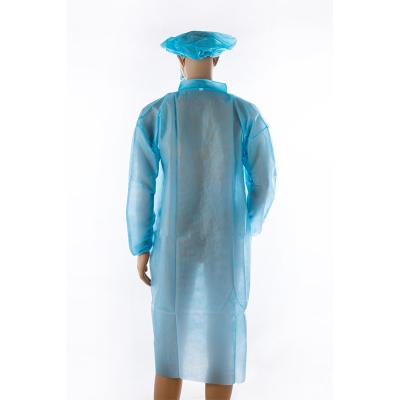 China Eco-friendly Disposable Lab Coat Safety Cuff Knitting Lab Coat Nonwoven Lab Coat for sale