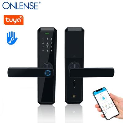 China Smart Home APP Tuya or TTLock Home Office Apartments Hotel WiFi Remote Keyless Fingerprint Door Handle Biometric Lock for Office, Bedroom for sale