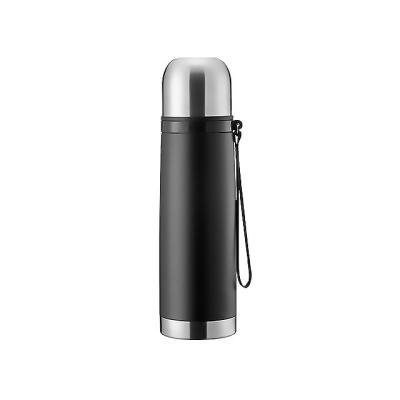 China Sustainable Portable Eco-Friendly Reusable Leakproof Food Grade Stainless Steel Vacuum Insulated Water Bottle with Handle and Cup for sale