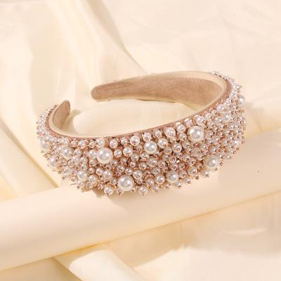 China Fashion European luxury pearl band head design Korean and American fashion wholesale handmade hair accessories for sale