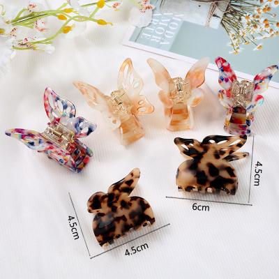 China Fashion Korean Popular Hair Accessories Butterfly Female Acetate Acrylic Claw Hair Clip Marbled Ponytail Hair Clips for sale