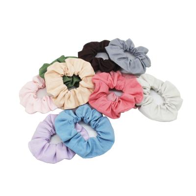 China Hot-selling Eco-friendly Organic Compostable Amazon Cotton Fabric 100% Customized Scrunchies LOGO Elastic Bands Women Hair for sale